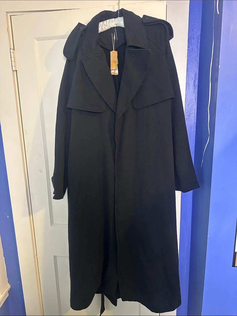 SKIMS NWT Boyfriend Fleece Oversized Trench Coat Onyx - Picture 2 of 3